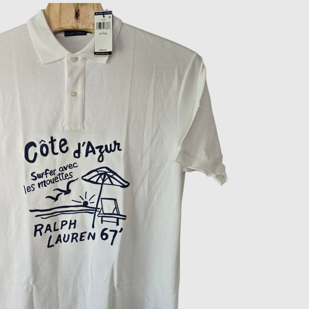 Polo Ralph Lauren Cote d'Azur Graphic White Polo Shirt XLT Tall NWT 711975186001